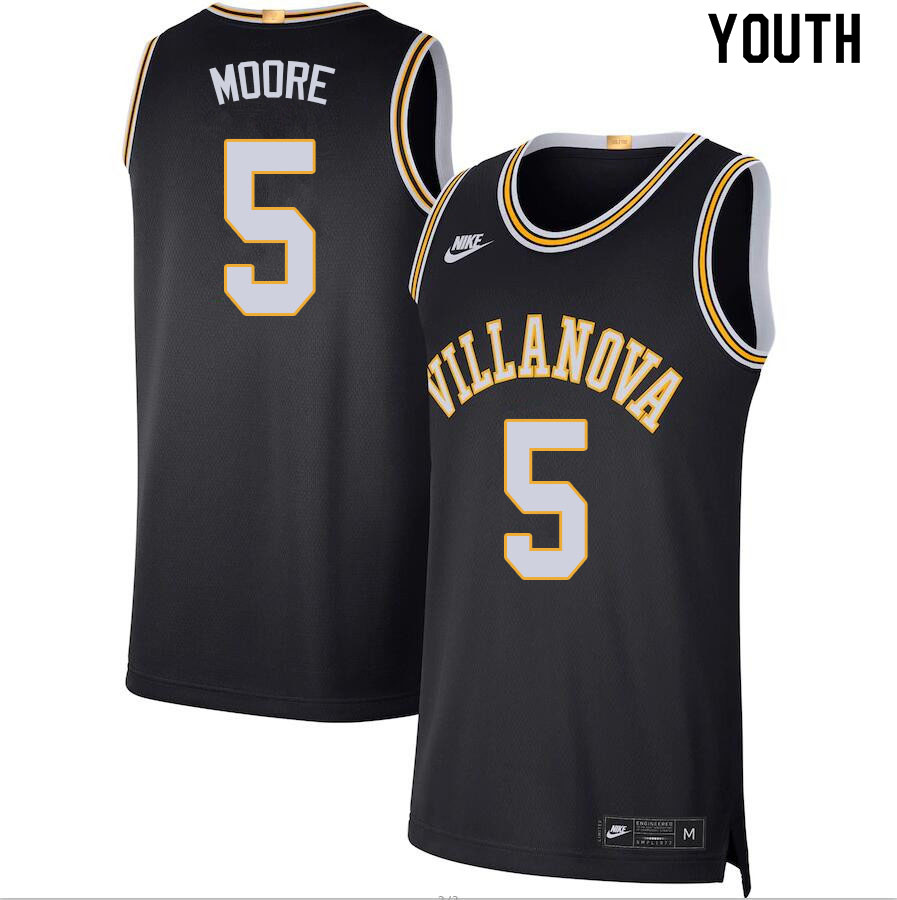 Youth #5 Justin Moore Villanova Wildcats College Basketball Jerseys Sale-Black